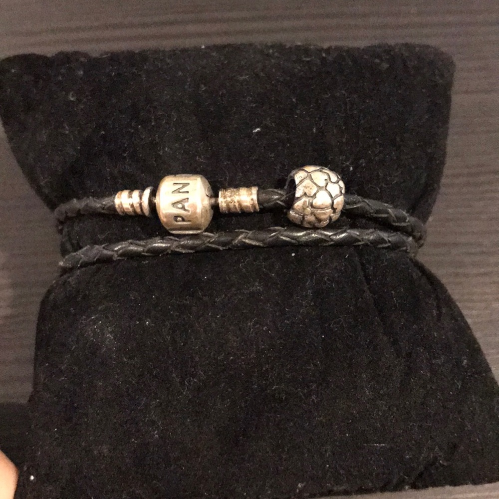 Pandora leather wrap charm bracelet
